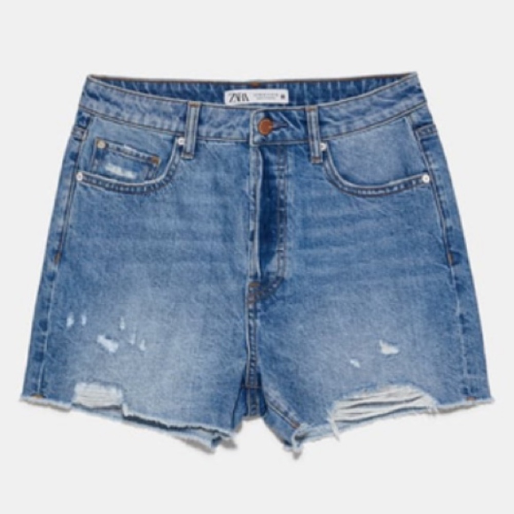 WORN ONCE Ripped Blue Denim Zara Shorts!